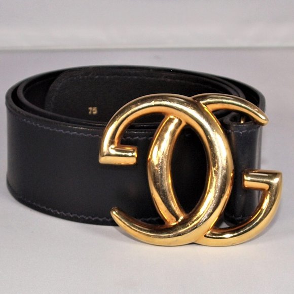 Vintage GUCCI Black Leather GG Belt - Picture 1 of 6